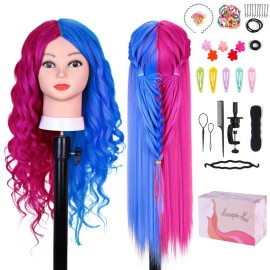 Mannequin Head with 60% Real Human Hair, Beauty star 26 Cosmetology Manikin Head, Doll Head for Hair Styling to Practice Styles, Hairdressing Training Braiding Maniquine Heads with Table Stand