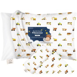 KeaBabies Toddler Pillowcase 13x18 - Organic Cotton Toddler Pillowcase for Kids, Boys, Girls,Soft & Durable Cotton Cover for Miniature Sleepy Pillows,Cute Colors,Pillow Sold Separately(Construction)