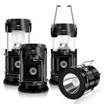 DIBMS 4-Pack Solar Camping Lantern, Collapsible LED Solar USB Rechargeable Lantern Flashlight Emergency Hanging Lights for Camping Hurricanes Power Outages Indoor Outdoor