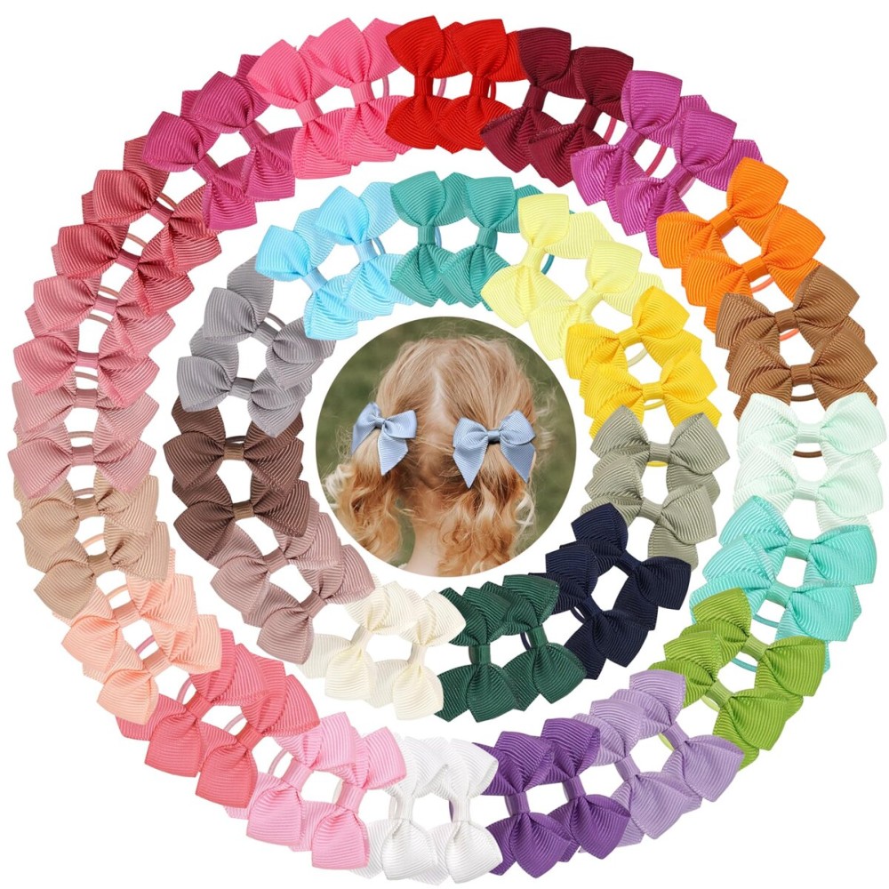 60Pcs Baby Hair Ties Toddler Hair Accessories, 1.8 inches Small Ponytail Holders for Girls Kids Elastic Hair Rubber Bands