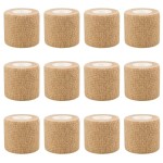 2 Self Adhesive Bandage Wraps, 12pcs Vet Wraps, Skin Color, 5 Yard Self Adherent Wraps for Sports, Wrist, Ankle and Swelling
