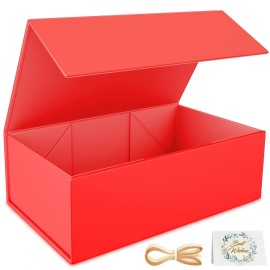 RYDDOY Red Gift Box, 9.5x6x3\'\' Gift box for Presents with Lids Magnetic Closure Rectangle Collapsible for Bridesmaid Proposal Box, Wedding, Christmas, Halloween, Birthday Gift Packging