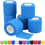2 Self Adhesive Bandage Wraps, 6pcs Vet Wraps, Light Blue, 5 Yard Self Adherent Wraps for Sports, Wrist, Ankle and Swelling