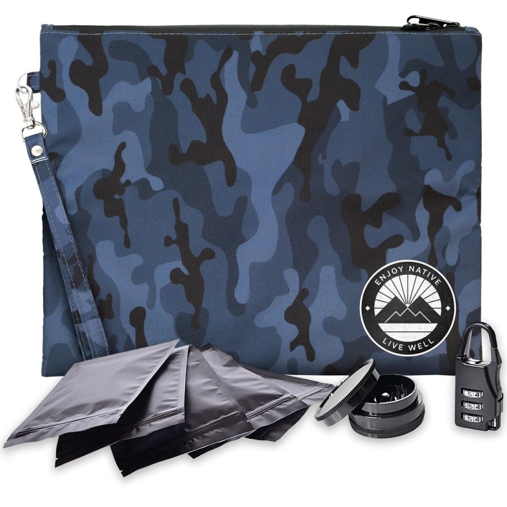 Enjoy Native Smell Proof Bag with Lock 11 x 9, Smell Proof Container, Dog Tested Odor resistant Bags, Best Zipper odor sealing pouch for Herbs, Coffee & Travel Medicine, Scent resistent Containers