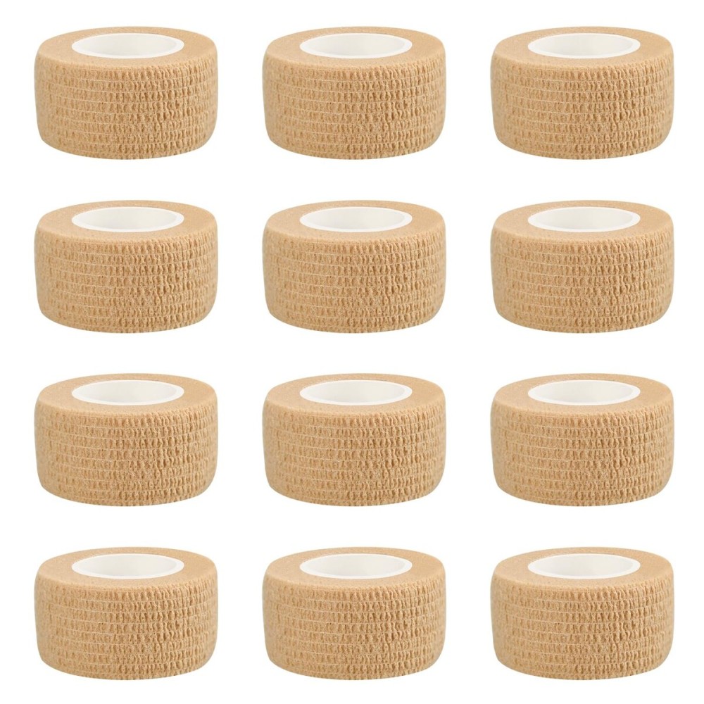 1 Self Adhesive Bandage Wraps, 12pcs Vet Wraps, Skin Color, 5 Yard Self Adherent Wraps for Sports, Wrist, Ankle and Swelling