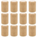 3 Self Adhesive Bandage Wraps, 12pcs Vet Wraps, Skin Color, 5 Yard Self Adherent Wraps for Sports, Wrist, Ankle and Swelling
