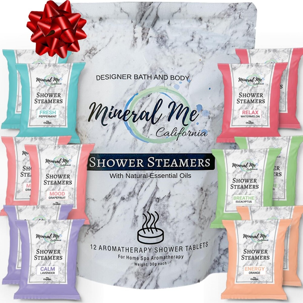 Shower Steamers Aromatherapy - 12pc Shower Bombs Vapor Tablets w/Organic Essential Oils for Vaporizing Steam Spa, Bath Bombs Tablets, Stocking Stuffers, Selfcare & Christmas Gifts for Women, Men