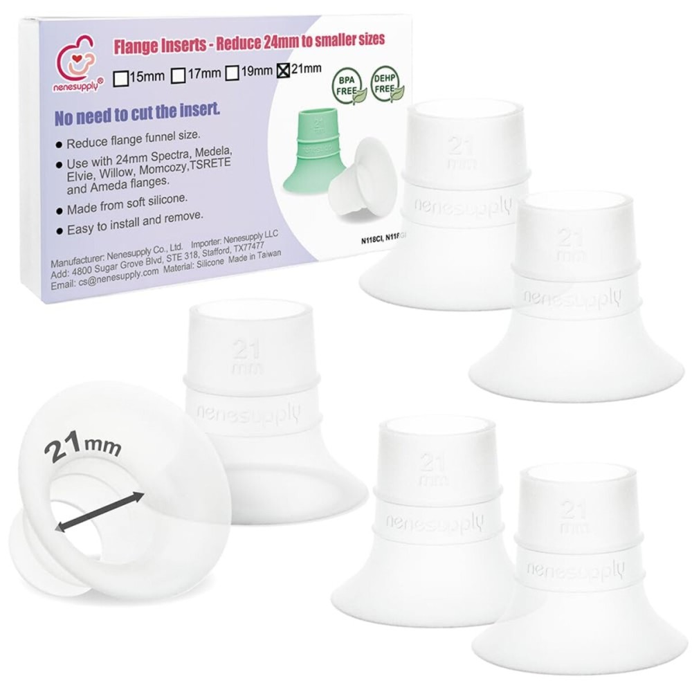 Nenesupply 2nd Generation 21mm Flange Inserts 6pc Compatible with 24mm Flange of Elvie Stride Spectra Momcozy Willow Reduce 24mm to 21mm Not Original Elvie Pump Parts