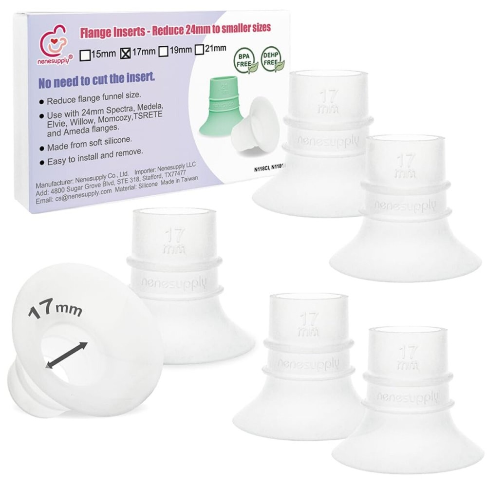 Nenesupply 2nd Generation 17mm 6pc Flange Inserts Compatible with 24mm Flange of Elvie Stride Spectra Momcozy Willow Reduce 24mm to 17mm Not Original Elvie Pump Parts