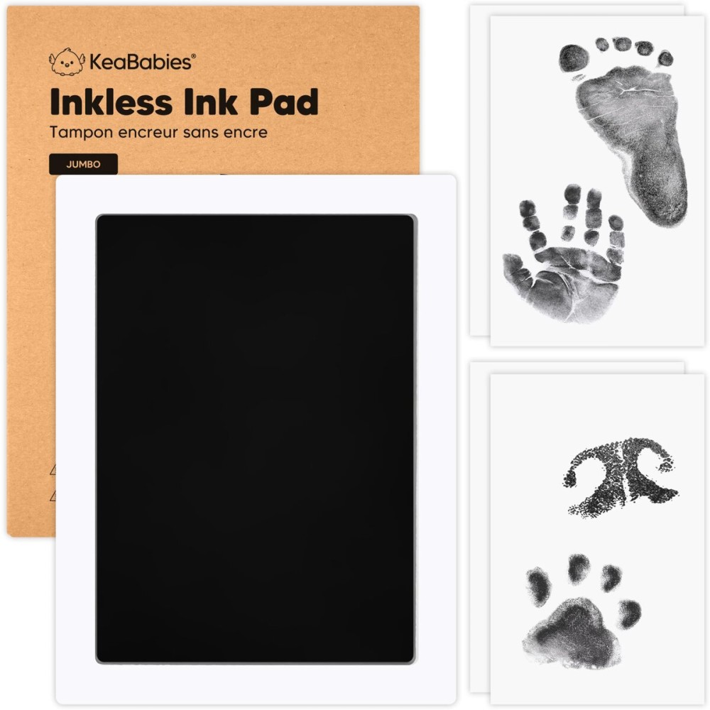 1-Pack Inkless Baby Hand and Footprint Kit - Mess Free Ink Pad for Newborn Keepsake, Dog Nose & Paw Print Kit, Clean Touch Ink Pad for Baby Hand & Footprints, Ideal New Mom Gifts (Jumbo)