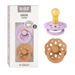Bibs Pacifiers - Boheme Collection | BPA-Free Round Nipple | Nautral Rubber Latex | Made in Denmark | Set of 2 Violet Sky/Pumpkin Color Premium Soothers | Size 6-18 Months