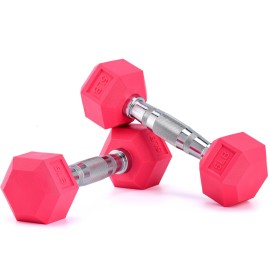 Portzon Weights Dumbbells Pink Colors Compatible with Set of 2 Neoprene/Rubber Dumbbells,1-15 LB, Anti-Slip, Anti-roll, Hex Shape