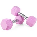 Portzon Weights Dumbbells Pink Colors Compatible with Set of 2 Neoprene/Rubber Dumbbells,1-15 LB, Anti-Slip, Anti-roll, Hex Shape