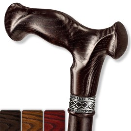 Asterom Walking Cane - Handmade, Ergonomic, Canes for Men - Wooden Walking Sticks for Seniors, Unique (Walnut, 34 Inches)