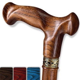 Asterom Walking Cane - Handmade, Ergonomic, Wooden Canes for Men & Women - Unique Wood Walking Sticks for Seniors (Caramel, 39 Inches)
