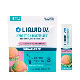 Liquid I.V. Hydration Multiplier Sugar-Free - Rainbow Sherbet | Electrolyte Powder Drink Mix | 1 Pack (14 Servings)