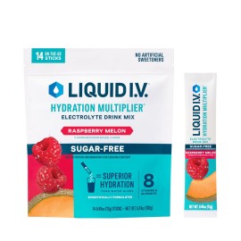 Liquid I.V. Hydration Multiplier Sugar-Free - Raspberry Melon | Electrolyte Powder Drink Mix | 1 Pack (14 Servings)