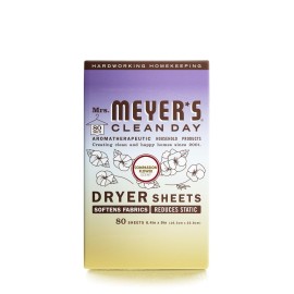 MRS. MEYER\'S CLEAN DAY Dryer Sheets, Fabric Softener, Reduces Static, Infused with Essential Oils, Compassion Flower, 80 Count