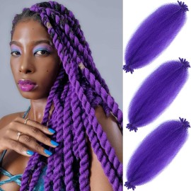 Afro Twist Hair 12 Inch 3 Packs, Springy Afro Twist Hair Pre Fluffed Spring Twist Hair Pre Separated Wrapping Hair for Soft Locs Hair Extensions (12 Inch (Pack of 3), Purple)