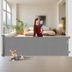 Miumoon 150 inch Retractable Baby Gates 34 inch Tall, Retractable Gate with Reinforced Strip Design to Prevent Crawling Through, 12 FT Extra Wide Retractable Dog Gate for Indoor/Outdoor