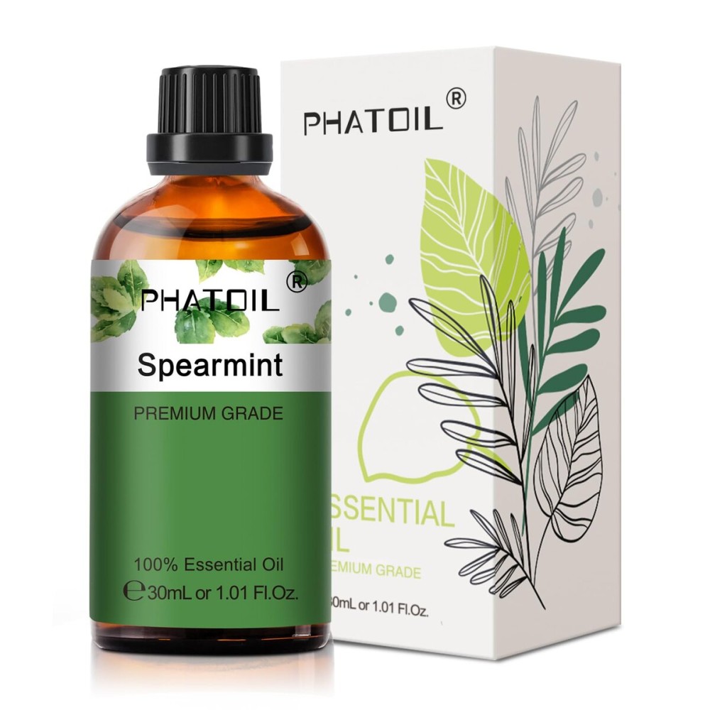 Spearmint 1.01fl.oz Essential Oil, PHATOIL Pure Aromatherapy Oils for Diffuser, Humidifier, Perfect for DIY Soap, Candle, Bath Bombs Making(30ml)