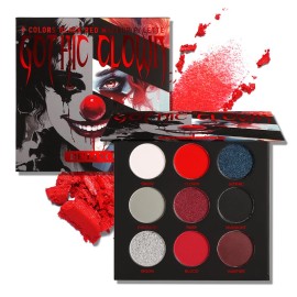 Afflano Black Red Eyeshadow Palette Goth Clown Halloween Makeup, White Silver Glitter Metallic Burgundy Black Eyeshadow Palette Highly Pigmented, Joker Vampire Christmas True Red Smoky Eye Makeup