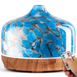 Porseme 500ml Essential Oil Diffuser, Aroma Ultrasonic Humidifier with Remote Control, BPA Free, Auto Shut-Off, 7 Color LED Light for Bedroom