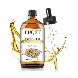 EUQEE Fennel Essential Oil 4Fl.Oz Pure Fennel Oil with Glass Dropper for Skin, Aromatherapy, Diffuser, Soap Making, Candle Making - 118ml