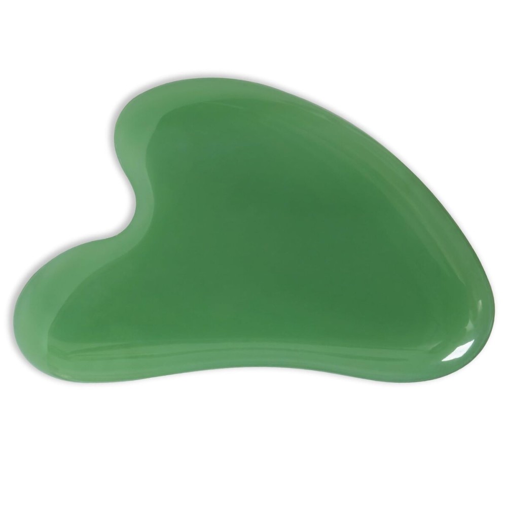 YAMHOHO Gua Sha Jade Stone Gua Sha Massage Tool, Guasha Tool for Face and Body Skin Massage. Tools for SPA Acupuncture, Pink Stone for Body Face Neck and Eye, Skin Care Gift for Woman (deep Green)
