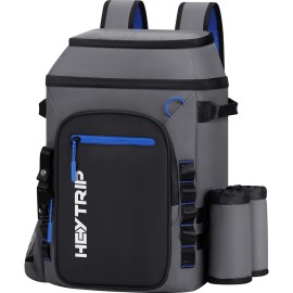 Heytrip Cooler Backpack 36 Cans with 2 Detachable Pouches Insulated Waterproof Cooler Bag for 20 Hours Cold Retention, Leak-Proof Cooler(Gray)