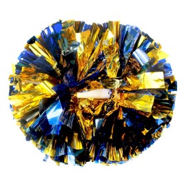 Hooshing 6PCS Blue and Gold Pom Poms Cheerleading Metallic Cheer Pompoms with Baton Handle for Kids Adults Team Spirit Sports Dance Cheering
