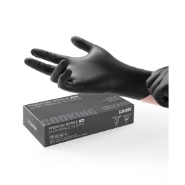 LANON Food Safe Disposable Nitrile Gloves, Latex-Free, Powder-Free, Silicone-Free, Textured Fingertips, Cooking, BlackMedium