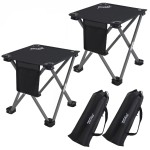 Roptat 2 Pack Camping Stool,Portable Folding Compact Lightweight Stool Seat for Camping Fishing Hiking Gardening Outdoor Walking Backpacking Travelling and Beach with Carry Bag (Black)