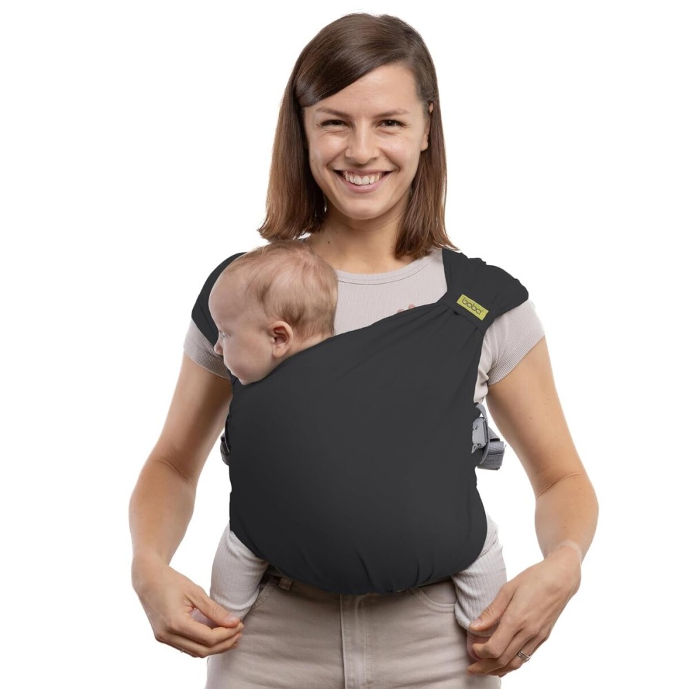 Boba Bliss Pre-Wrapped Baby Carrier with Buckle - Newborn to 7-35 lbs Light, Breathable & Easy to Adjust Hybrid Infant Sling & Toddler Carrier - Certified Hip-Healthy for 0-18 Months - Charcoal