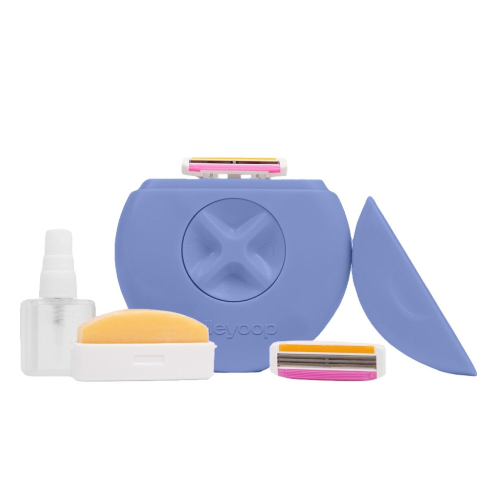Alleyoop Portable Travel Razors For Women - Perfect For Touch Ups On-The-Go - Includes Refillable Blades, MoisturizingBar & Water Spray Bottle - Safe For All/Sensitive Skin Types (Periwinkle)