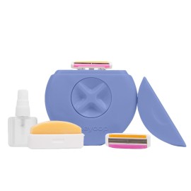 Alleyoop Portable Travel Razors For Women - Perfect For Touch Ups On-The-Go - Includes Refillable Blades, MoisturizingBar & Water Spray Bottle - Safe For All/Sensitive Skin Types (Periwinkle)