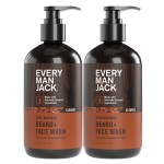 Every Man Jack Beard + Face Wash - Subtle Aged Bourbon Fragrance - Cleans and Helps Condition and Soften Your Beard and Skin Underneath - Naturally Derived with Aloe and Glycerin- 6.7 fl oz (2 Pack)
