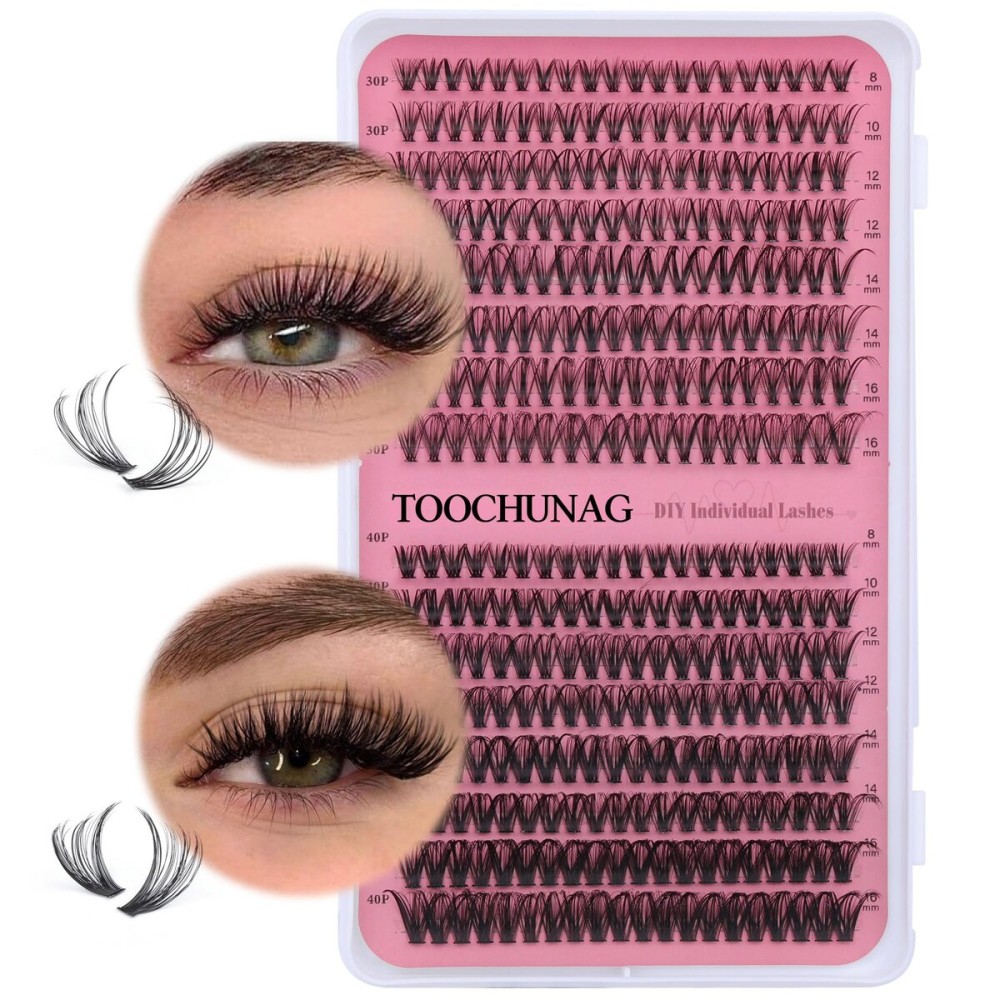 Lash Clusters 30D+40D Individual Lashes 320pcs Natural Cluster Eyelash Extensions 8-16MIX DIY Lash Extension D Curly Wispy False Eyelashes Clusters by TOOCHUNAG