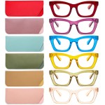 REAVEE 6 Pack Oprah Style Reading Glasses for Women Men Blue Light Blocking, Cute Square Computer Readers Spring Hinge 2.25