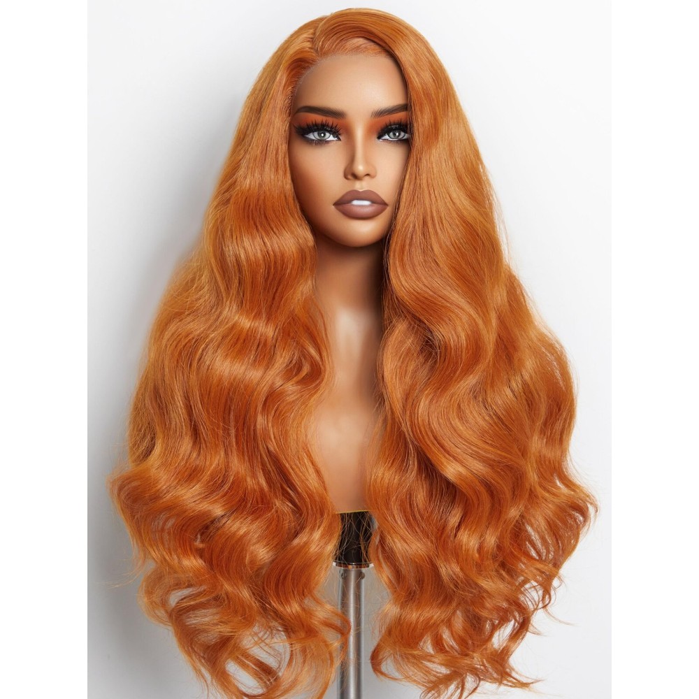 GORGIUS Ginger Orange Loose Wave Wig 24 Inch Long Glueless Colored Wigs 180% Density Put On Go Wigs Pre Plucked with Natural Hairline Crafted with Style-Archive Technology