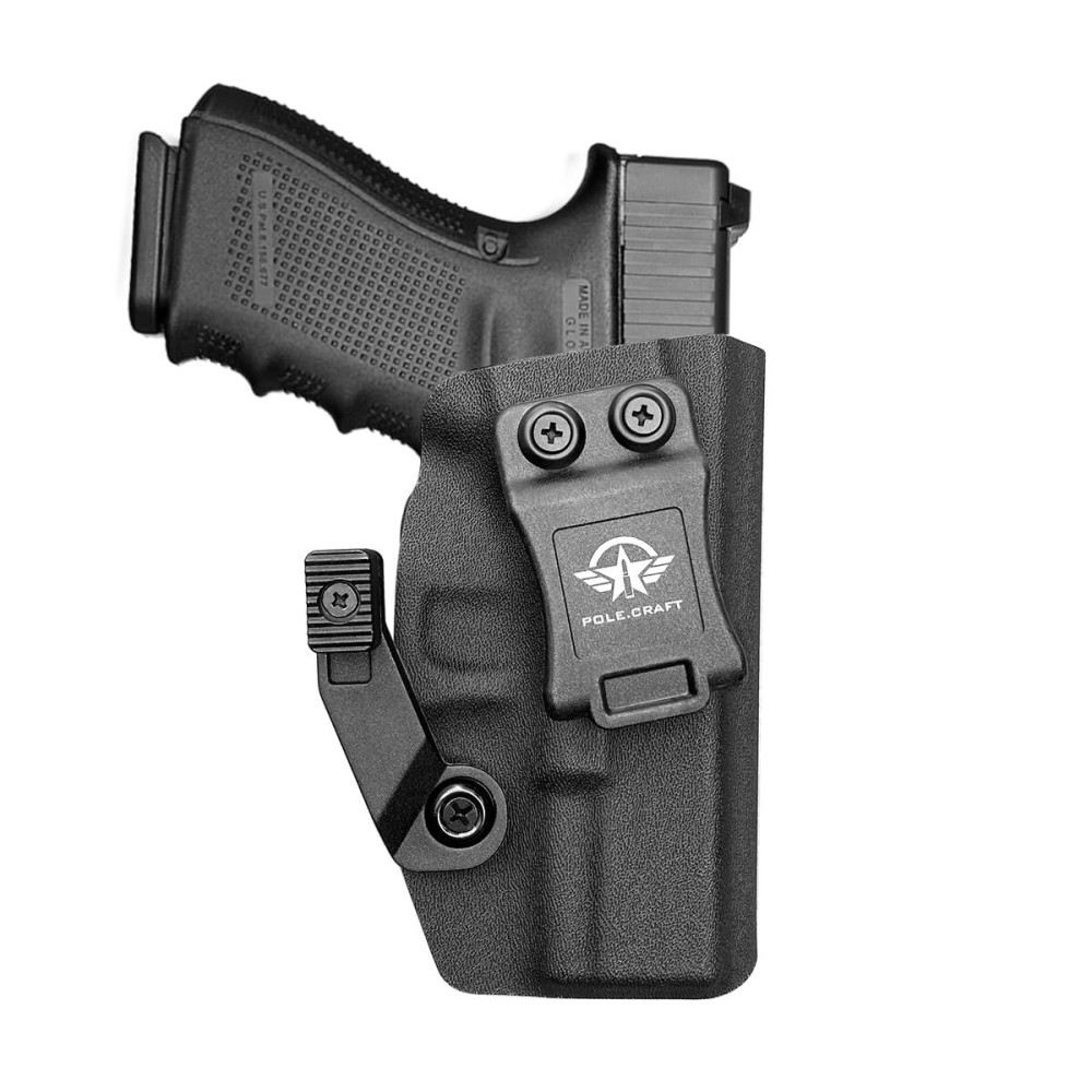 POLE.CRAFT IWB Kydex Holster Claw Fit: Glock 19 19X 25 44 45 (Gen 1 2 3 4 5) & Glock 23 32 (Gen 3 4) - Inside Waistband Carry Holster for G19 G19x G23 G25 G44 G45 9mm (Black, Right)