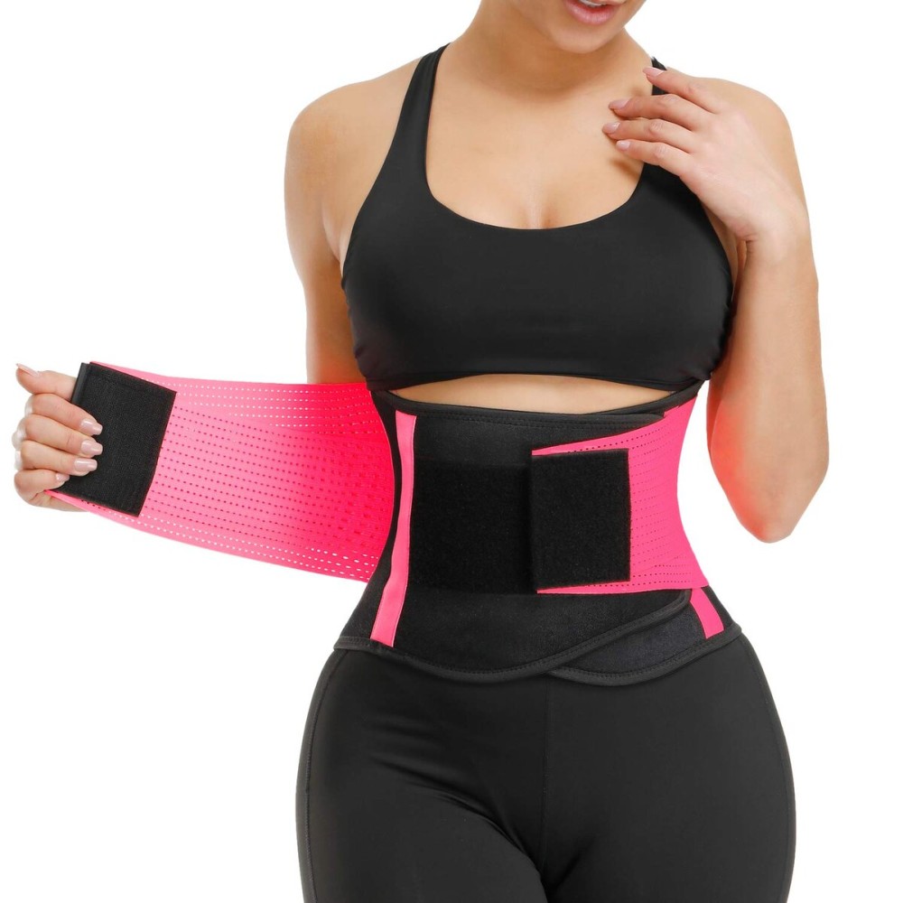 VENUZOR Waist Trainer Belt for Women - Waist Cincher Trimmer - Slimming Body Shaper Belt - Sport Girdle Belt (UP Graded) (Z1-FL Pink, Small)
