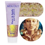 MEICOLY Chameleon Gold Body Glitter,Mardi Gras Outfit for Women,Color Changing Face Glitter,Chunky Glitter Face Paint,Holographic Glitter for Face Body Hair,Festival Party Costume Makeup,50ml