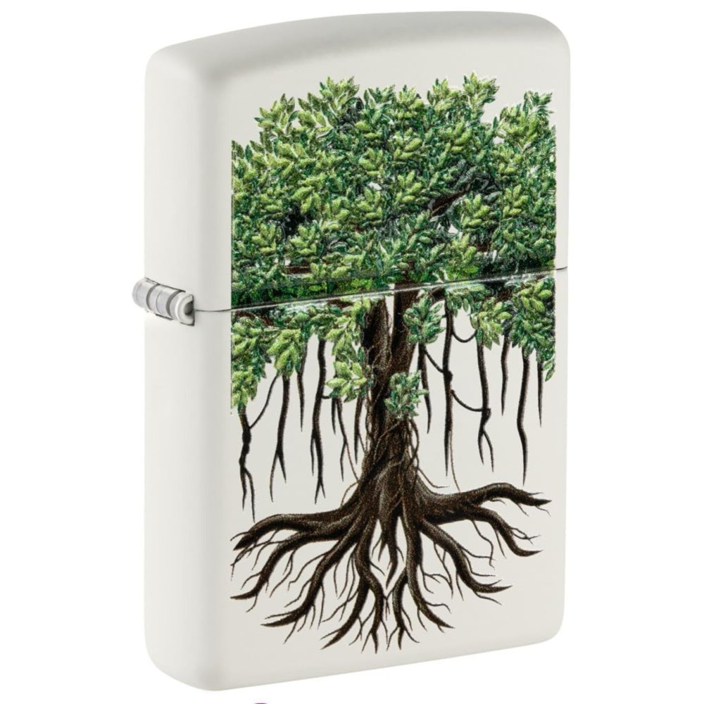 Zippo Tree of Life Texture Print Design White Matte Pocket Lighter