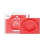 ezpz Tiny Plate (Coral) - 6 Months+ - 100% Silicone Suction Placemat + Plate for Infants - Fits on Most Highchair Trays - Baby Led Weaning Supplies