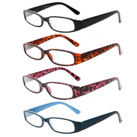Kerecsen Women\'s Reading Glasses 4 Pairs Ladies Fashion Spring Hinge Readers (Colourful-6, 2.50)