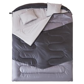 oaskys Double Sleeping Bag for Adults with 2 Pillows - Queen Size XL Waterproof Sleeping Bag for All Season Camping Hiking Backpacking 2 Person Sleeping Bags for Cold Weather & Warm