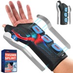 FEATOL Carpal Tunnel Wrist Brace Night Support, Thumb Spica Splint Left Hand for De Quervains Tenosynovitis, Tendonitis, Wrist Brace With Thumb Support-Small/Medium-Women & Men, Black