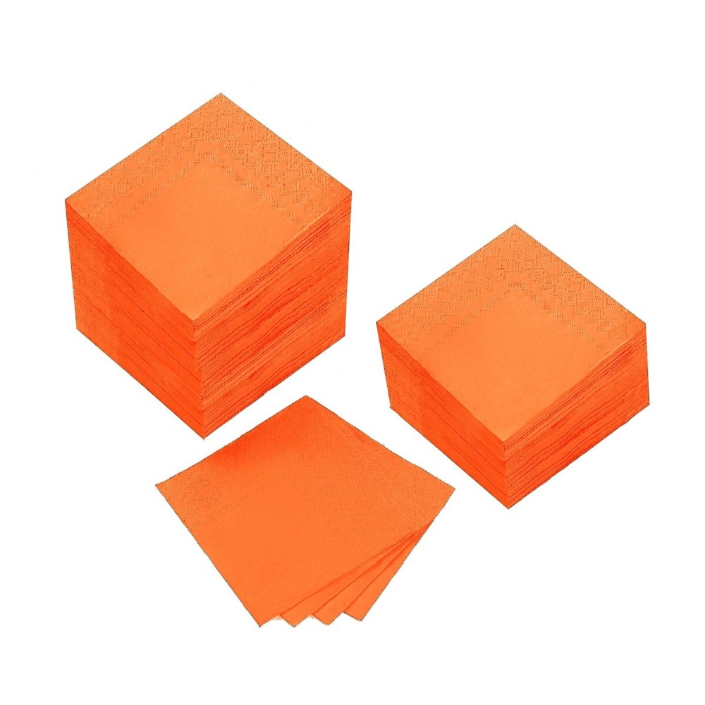 200 Pack Cocktail Napkin 2-Ply Dessert Napkins Folded 5 x 5 Inches Disposable Napkins for Dinner Wedding Birthday Party Bridal Anniversary Reception Event (200, Orange)