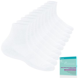 Revosoxs Diabetic Socks for Women Men,5 Pairs Non Binding Diabetic Ankle Socks,Wide Stretchy Loose Seamless Socks(White-Large)